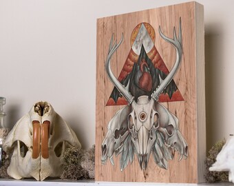 Run With Death 5x7 Fine Art Giclee Print on Wood