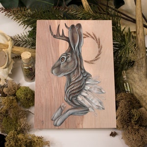 Jackalope Geode 5x7 Fine Art Giclee Print na drewnie