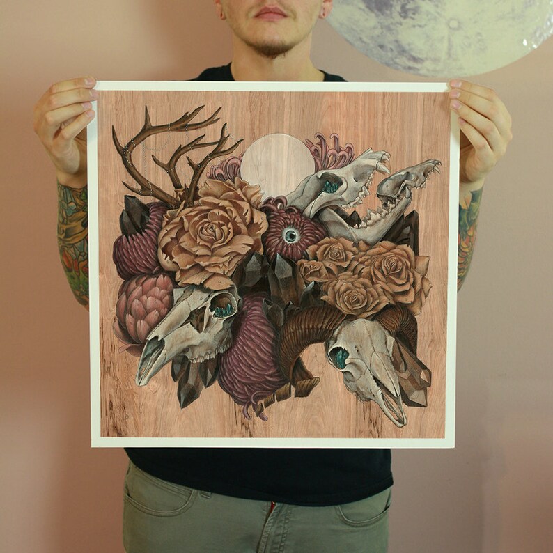 Skull Garden 18x18 Fine Art Giclee Print