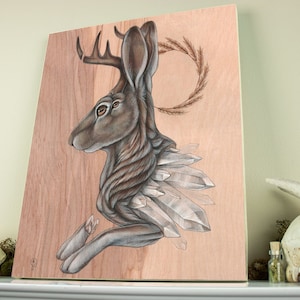 Jackalope Geode 11x14 Fine Art Giclee Print na drewnie