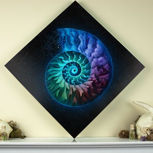 Golden Spiral II 12x12 Fine Art Giclee Print on Wood