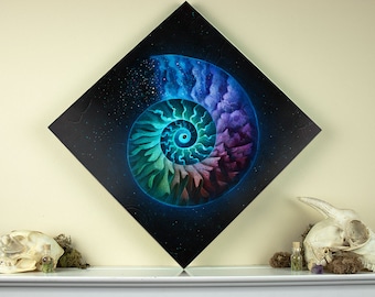 Golden Spiral II 12x12 Fine Art Giclee Print on Wood