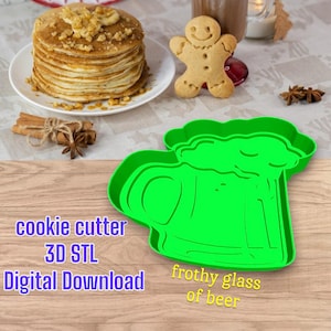 STL Cookie Cutter File, Digital Download of Cookie Cutter STL,  cookie cutter with bootle of beer face