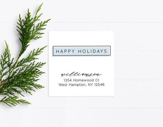 Holiday Return Address Label Modern, Christmas Address Sticker Personalized, Mail Label Printable Light Blue - WH226 Il_570xn