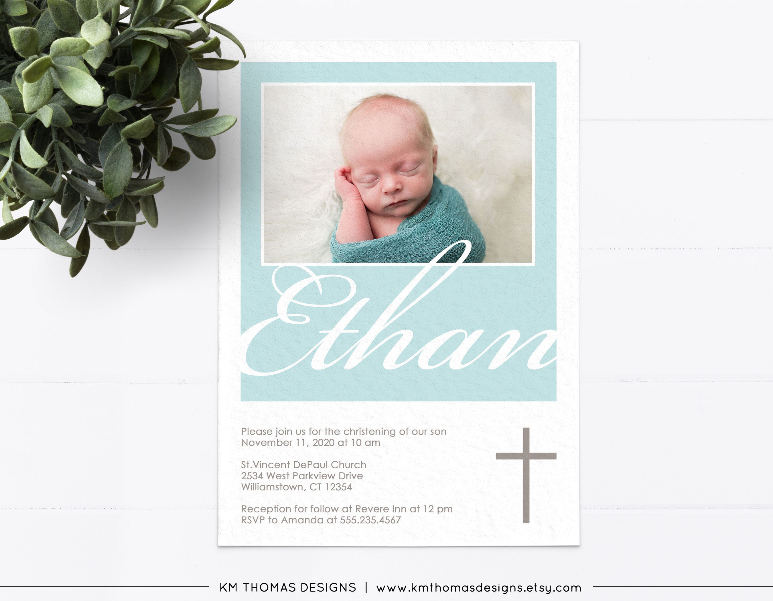 Boy Baptism Invitation Printable Boy Christening Invite Cross