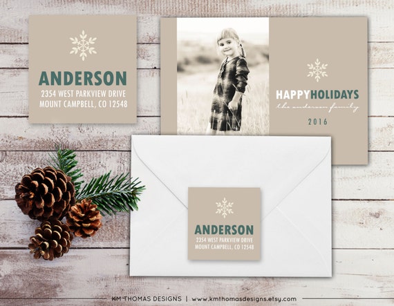 Snowflake Return Address Label - Square Label - Holiday Return Address Label - Christmas Label - Return Address Sticker - Green - WH169 Il_570xn