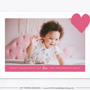 Tarjeta fotográfica de San Valentín rosa con corazón, Tarjeta imprimible del día de San Valentín con imagen, VA111