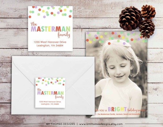 Holiday Return Address Label: Square Label - Confetti Return Address Label - Christmas Label - Return Address Sticker - WH137 Il_570xn