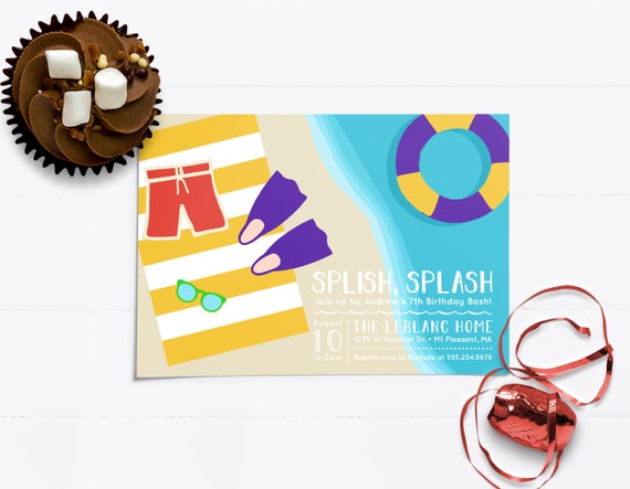 boy summer pool party invitations swimming invitations birthday