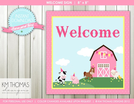 INSTANT DOWNLOAD - Barnyard Girl: Welcome Sign and Happy Birthday Sign - Item 115 Il_570xn