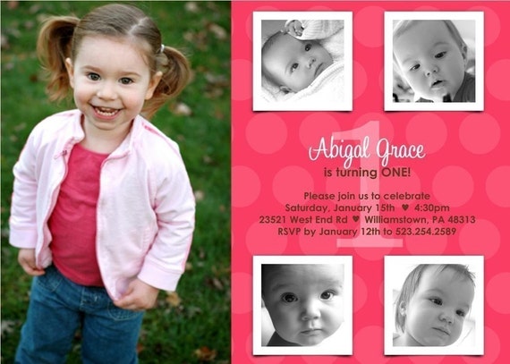 Bright Fun Polka Dot Custom Photo Birthday Invitation Il_570xn