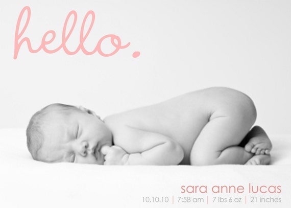 HELLO...Custom Photo Birth Announcement...by KM Thomas Designs Il_570xn