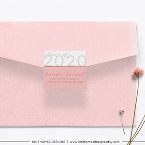 Class of 2024 Return Address Label Gray, Printable Mail Address Label Sticker, GR109 Pink/Peach