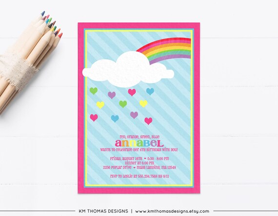 Printable Rainbow Birthday Invitation, BD110 Il_570xn