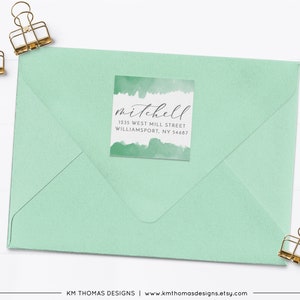 Watercolor Return Address Label, Return Mail Sticker for Easter Card, EA107 Grass Green