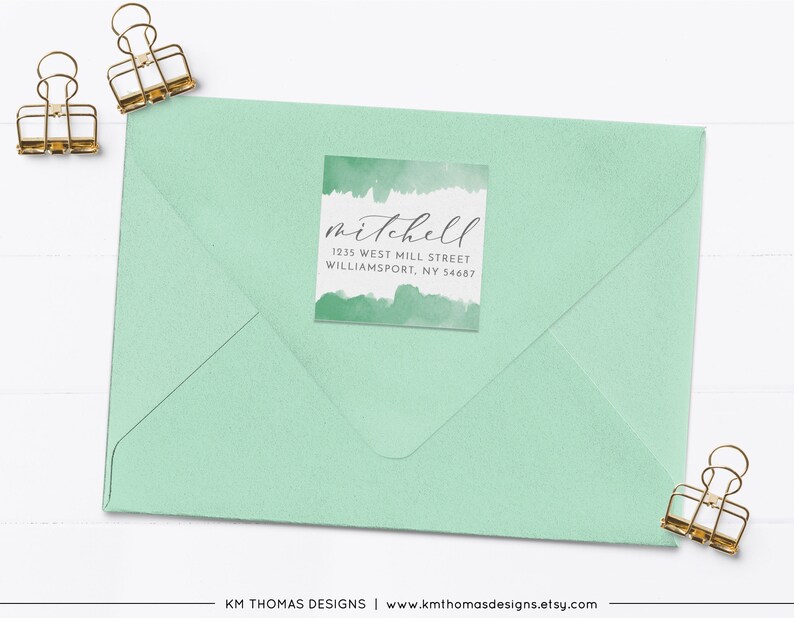 Watercolor Return Address Label, Return Mail Sticker for Easter Card, EA107 Grass Green