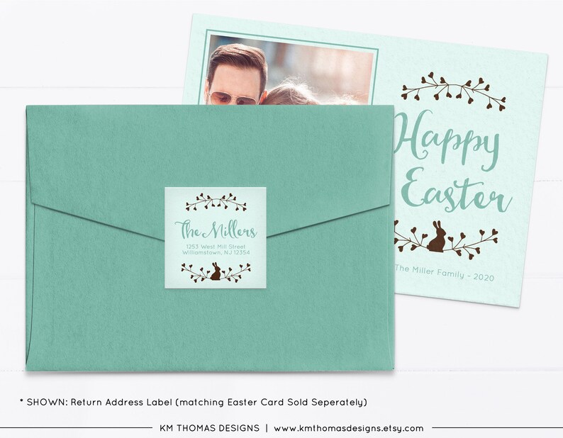 Return Address Sticker Printable, Easter Mail Return Label Green, EA101 image 4