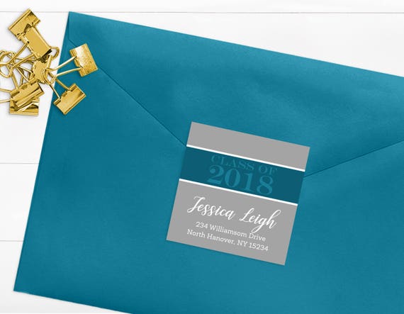 Class of 2018 Return Address Labels, Printable Graduation Address Labels, College, High School ...