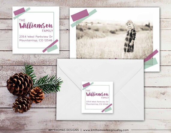 Holiday Return Address Label - Square Label - Printable Return Address Label - Purple and Blue Label - Address Label - Custom Label - WH171 Il_570xn