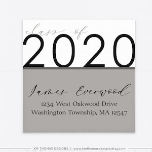 Class of 2024 Return Address Label Gray, Printable Mail Address Label Sticker, GR109 Gray/Black