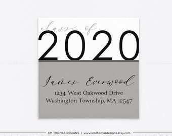 Class of 2024 Return Address Label Gray, Printable Mail Address Label Sticker, GR109