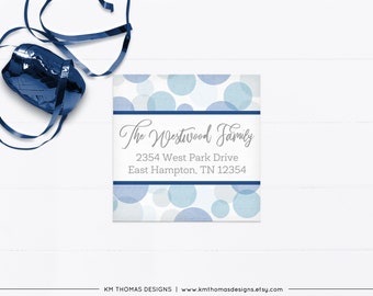 Blue Printable Bubble Return Address Labels, BD178