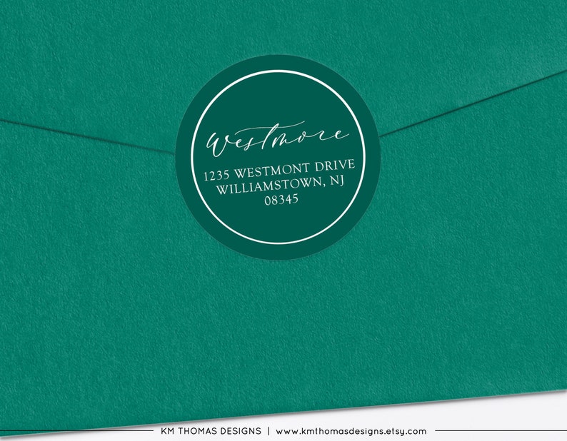 Personalized Return Address Sticker Round, Holiday Address Label Printable, Christmas Return Mailing Label Green, WH126 image 3