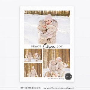 Tarjeta navideña con fotografía imprimible, Tarjeta de Navidad personalizada 2019, Tarjeta fotográfica gris de Año Nuevo, WH126
