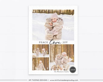 Printable Photo Holiday Card, Personalized Christmas Card 2019, Gray New Years Photo Card, WH126