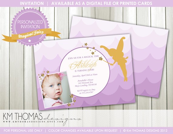 Magical Fairy: Girl Birthday Party - Fairy Invitation - Digital - Printable - Purple/Gold #128 Il_570xn