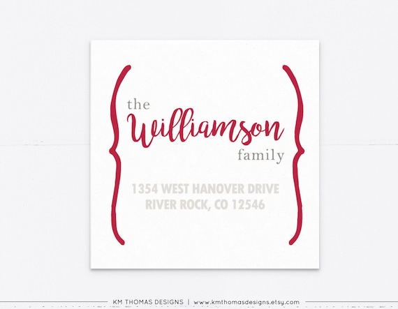 Christmas Return Address Label Printable, Holiday Address Label Sticker Red, WH135 Il_570xn