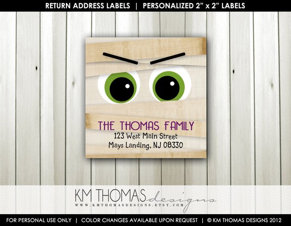 Mummy Address Label: Halloween Return Address Label - Sticker - Square Label - Printable Design - #F104 Il_570xn
