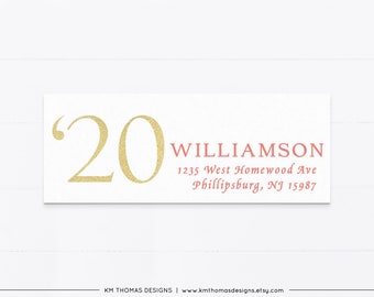 Printable Return Address Label Pink, Return Mailing Sticker for Graduation Invitation, GR112