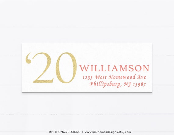 Printable Return Address Label Pink, Return Mailing Sticker for Graduation Invitation, GR112 Il_570xn