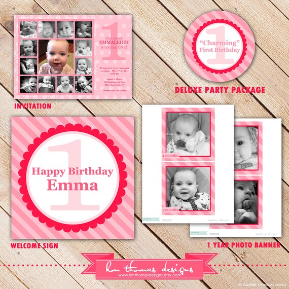 Deluxe Custom Printable Party Package...CHARMING COLLECTION First Birthday...Personalized - BD105 Il_570xn