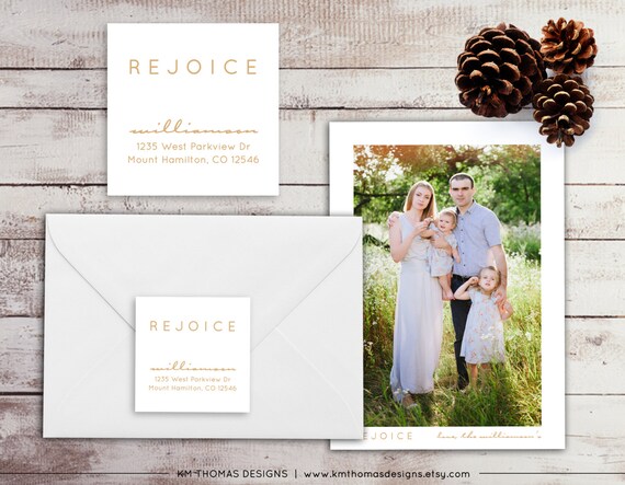 Printable Return Address Label - Square Label - Holiday Return Address Label - Christmas Label - Rejoice Label - Gold Label - WH216 Il_570xn