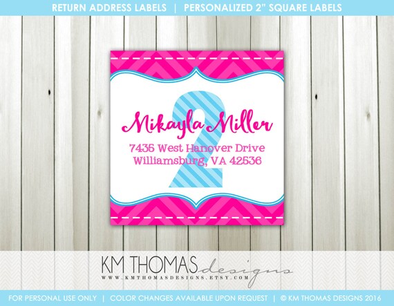 Printable Return Address Labels : Floral Return Address Labels - Pink and Turquoise Flowers - Square Label - BD199 Il_570xn