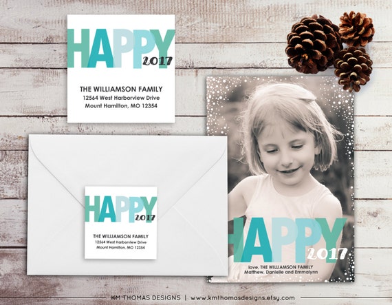 New Years Return Address Label - Square Label - Printable Return Address Label - Holiday Label - Address Label - Blue 2017 Label - WH189 Il_570xn