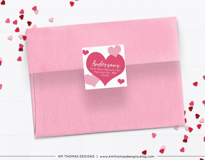 Printable Return Address Label with Blue Hearts, Valentines Day Label, VA104 image 5