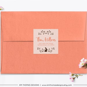 Return Address Sticker Printable, Easter Mail Return Label Green, EA101 Peach