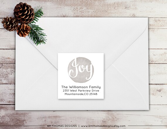 Joy Return Address Label - Square Label - Printable Return Address Label - Holiday Label - Christmas Label - Silver Label - WH212 Il_570xn