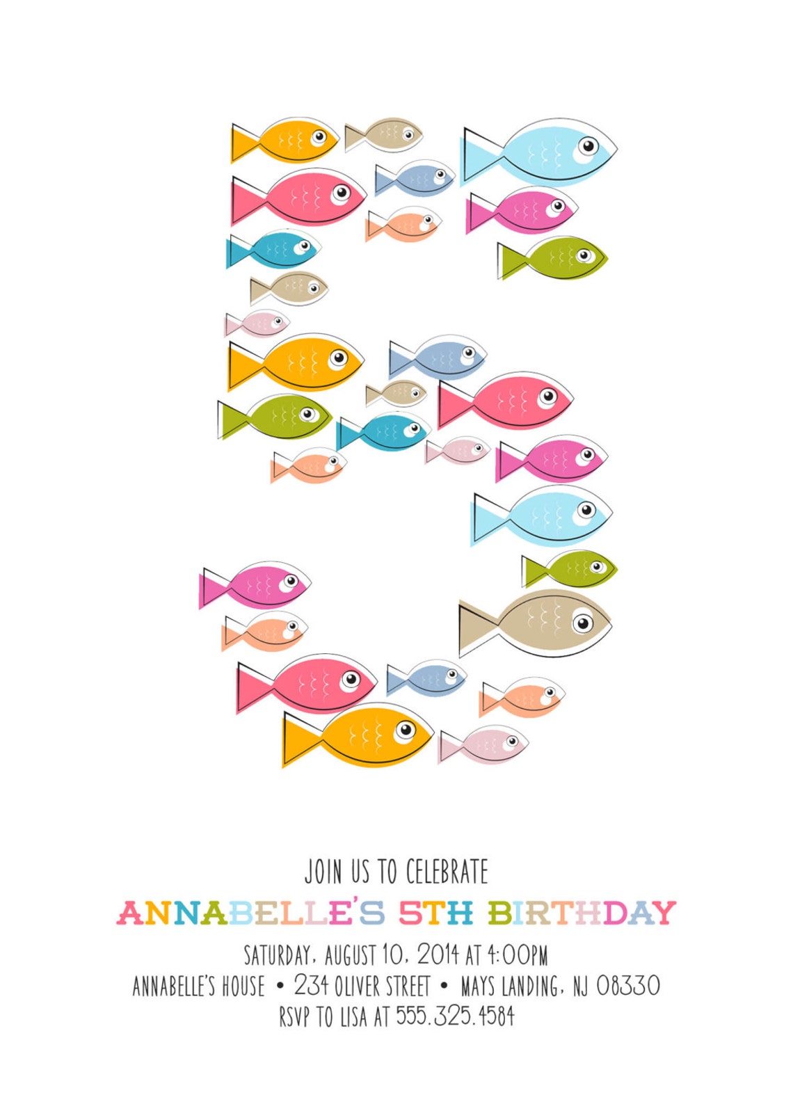 Fish Birthday Invitation : Printable Colorful Fish Party - Etsy