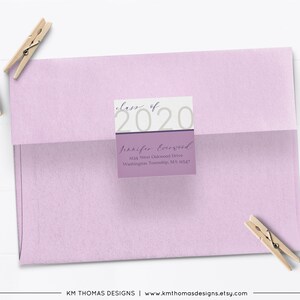 Class of 2024 Return Address Label Gray, Printable Mail Address Label Sticker, GR109 Lavender/Plum