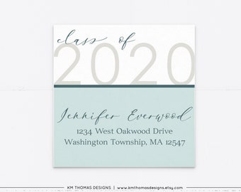 Return Address Label Sticker 2024, Graduation Return Mail Sticker Green, GR109