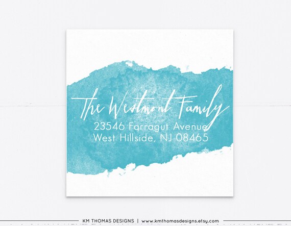 Return Address Sticker Watercolor, Personalized Return Address Label Blue, EA103 Il_570xn