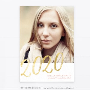 High School Graduation Photo Invitation, Class of 2024 College Announcement Peach, GR113