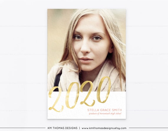 High School Graduation Photo Invitation, Class of 2021 College Announcement Peach, GR113 Il_570xn