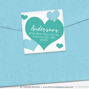 Printable Return Address Label with Blue Hearts, Valentines Day Label, VA104 image 3