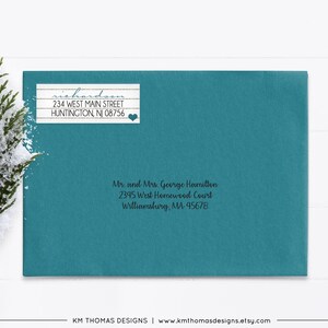 Printable Return Address Label Christmas, Rectangle Personalized Address Label with Red Heart, WH109 image 10