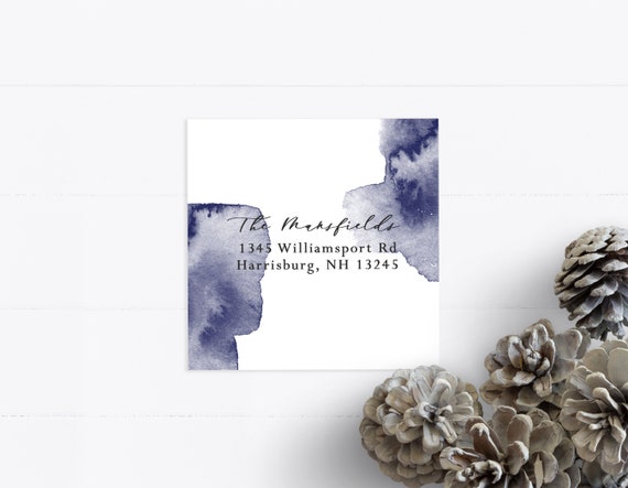 Blue Return Address Label Printable, Watercolor Mailing Label Personalized, Custom Watercolor Address Sticker - WH224 Il_570xn